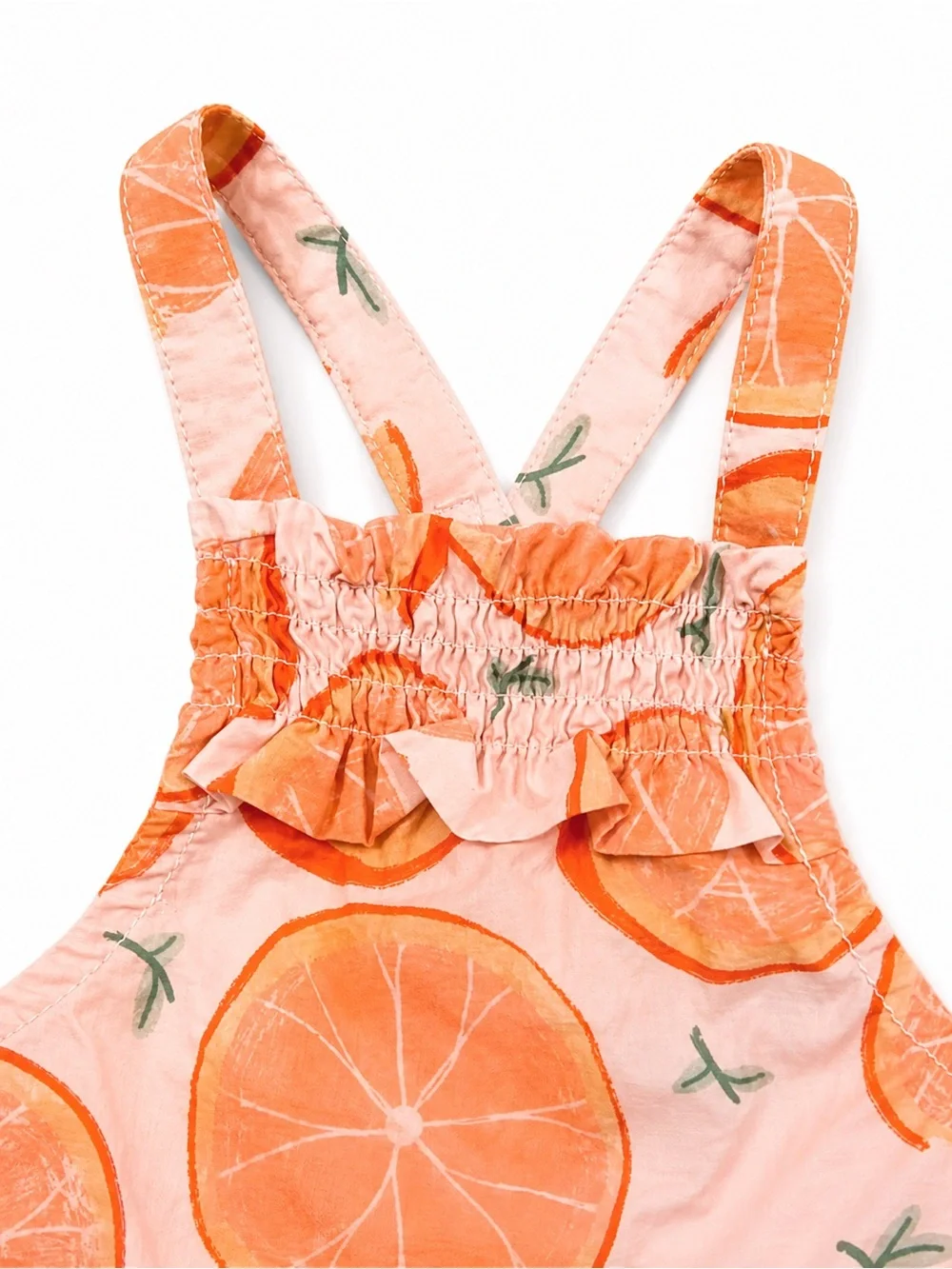 Carter's Peach & Orange Citrus Print Baby Romper 3-6 M.